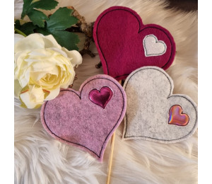 Stickdatei ITH - Blumenstecker Herz im Herz